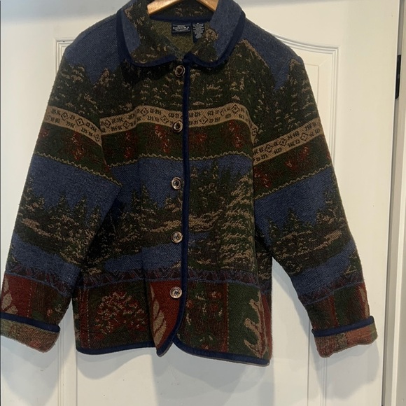 Sonoma Jackets & Blazers - Vintage Tapestry Quilt Barn Coat with Forest Scent Eclectic Grandpa Coat
